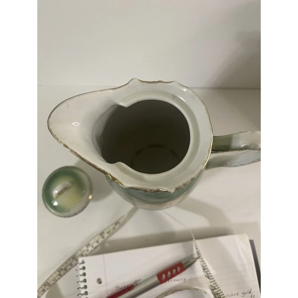 Antique 3‎ Crowns Germany Hand Painted Floral Gold Accents Teapot/pitcher 8